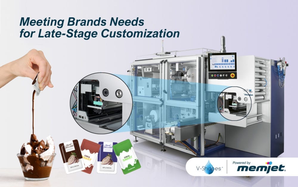 V-Shapes inline printing machine powered by Memjet enables late-stage print customization.